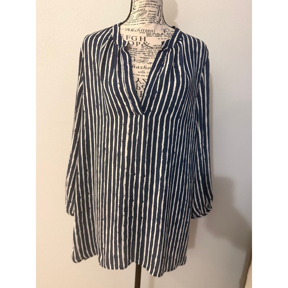 Banana Republic Women's Striped V-Neck Long Sleeve Tunic Top